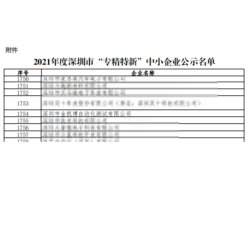 喜讯！金凯博自动化荣获深圳市2021年度“专精特新”中小企业认定